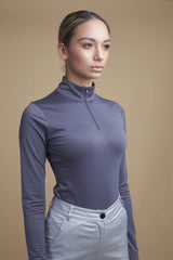 Gun Metal High Neck Long Sleeve Top - [shop_nude_sa]