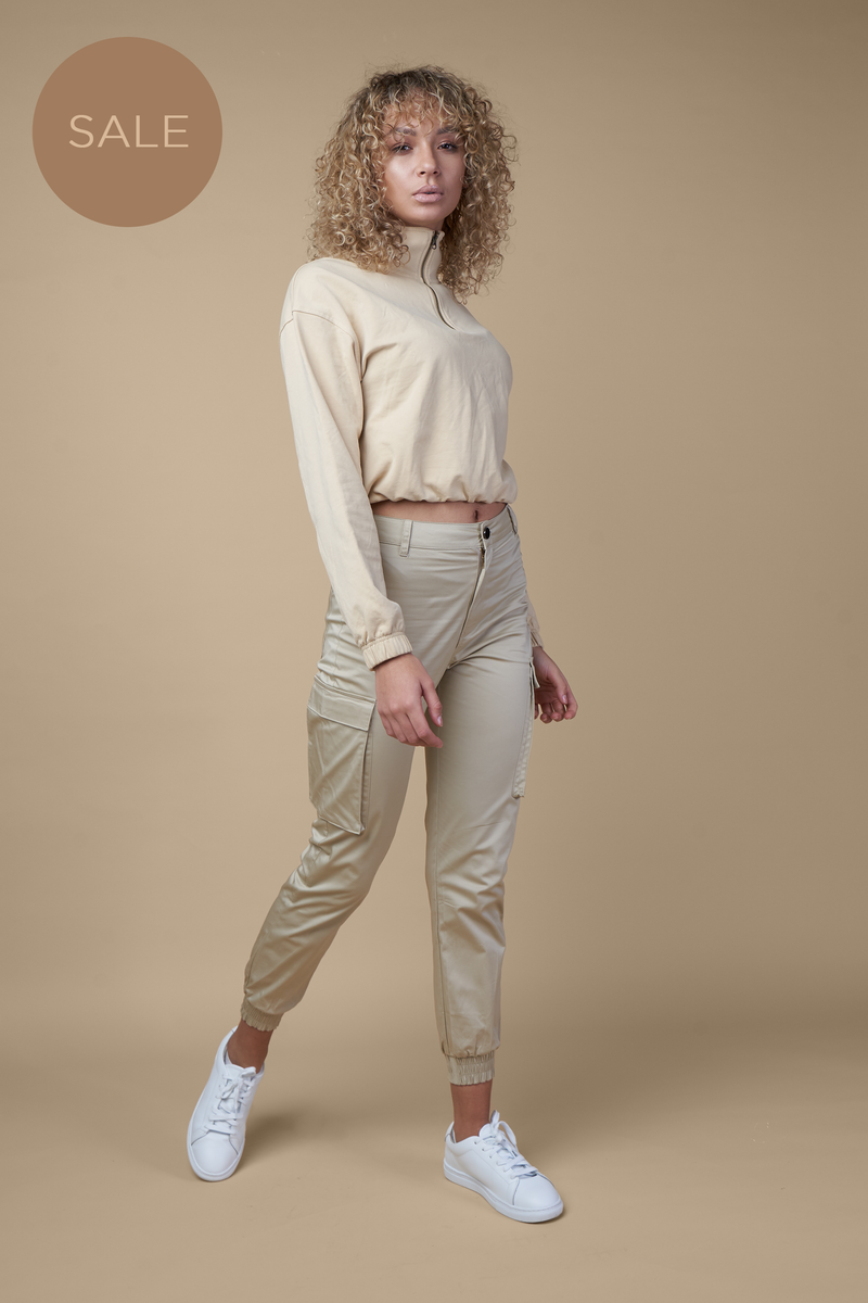 Sand Beige Cargo Trousers - [shop_nude_sa]